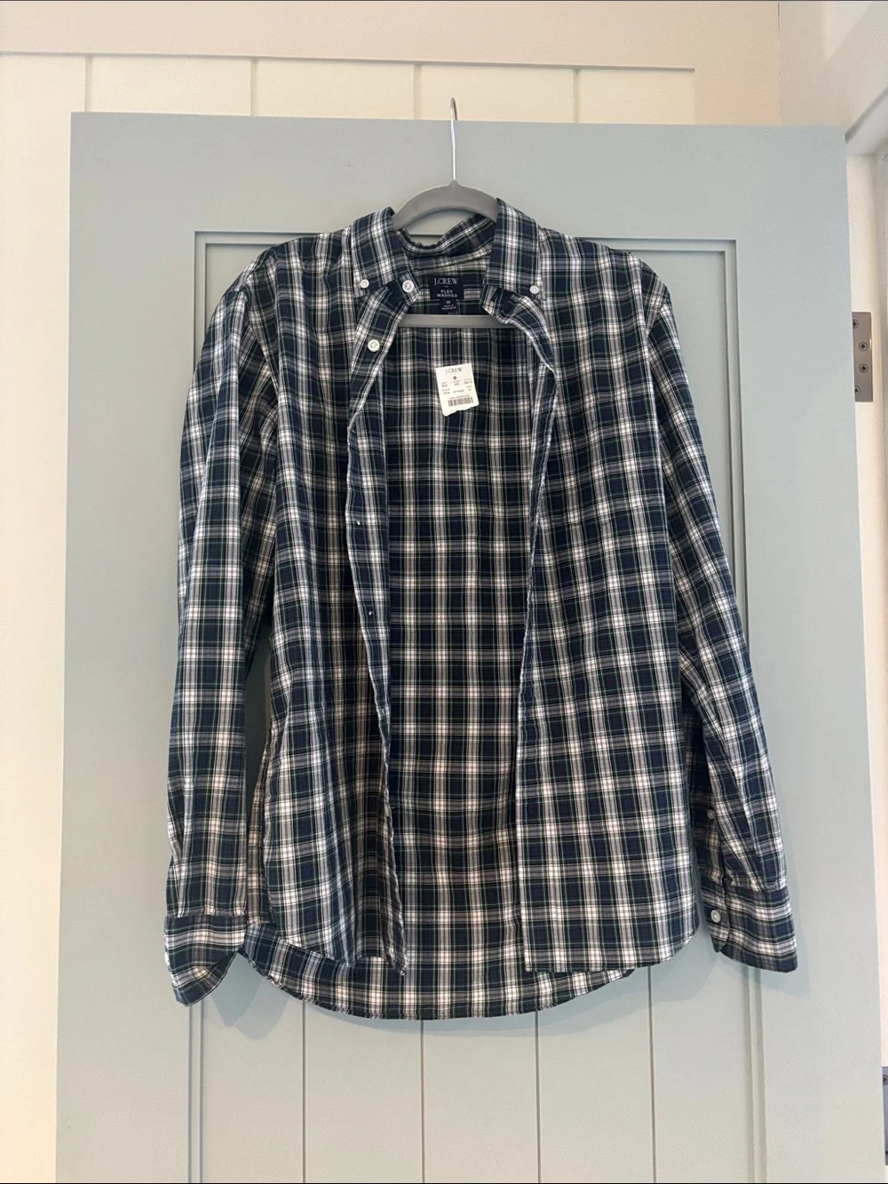 J. Crew Navy and White Plaid Button-Down Shirt